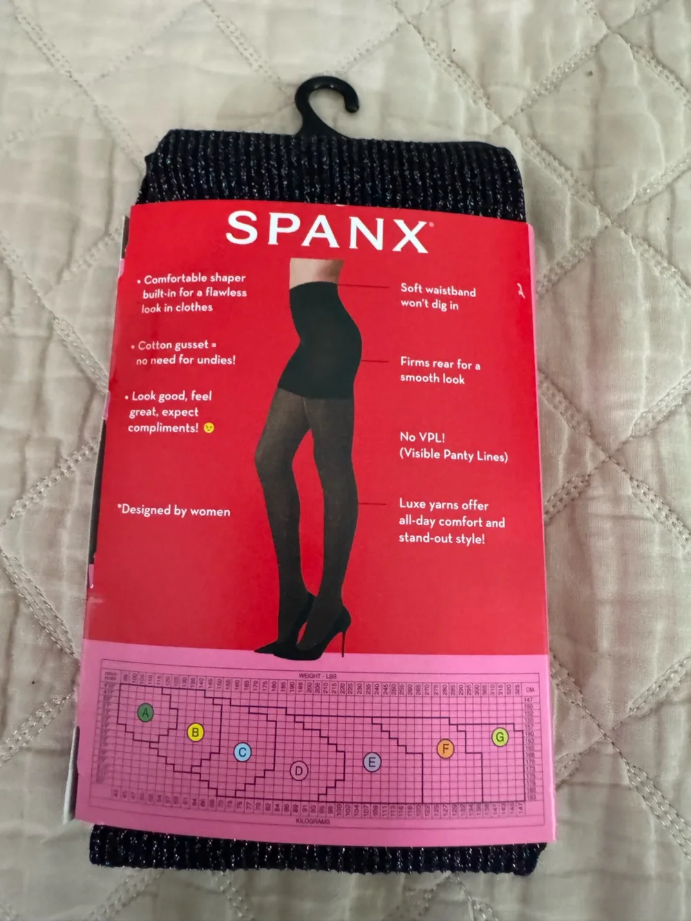 SPANX Tight End Shaping Tights in Black Rainbow Shimmer Size C (Large)